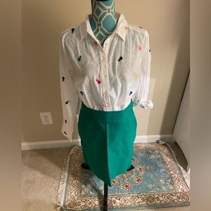 J Crew Green Cotton Twill Skirt with Pockets, size 6